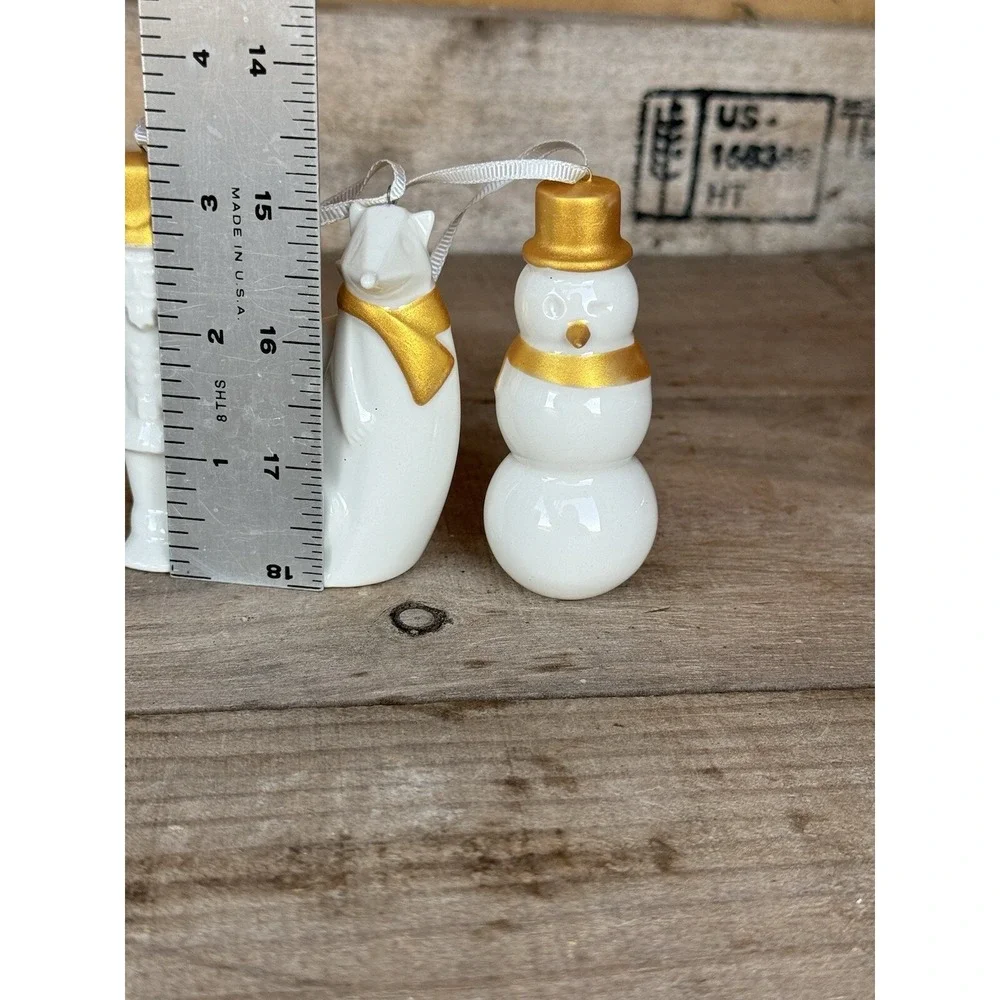 Vintage STARBUCKS Christmas Tree Ornaments Set Fox,Snowman, Nutcracker Porcelain
